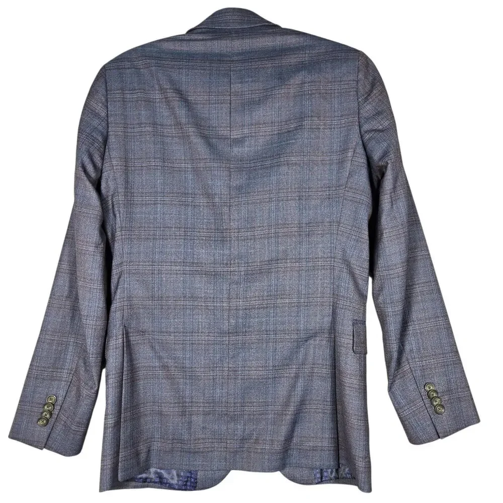 Ted Baker Blazer Mens 36R No Ordinary Joe JAKE Wool Plaid Sport Coat Blue Preppy